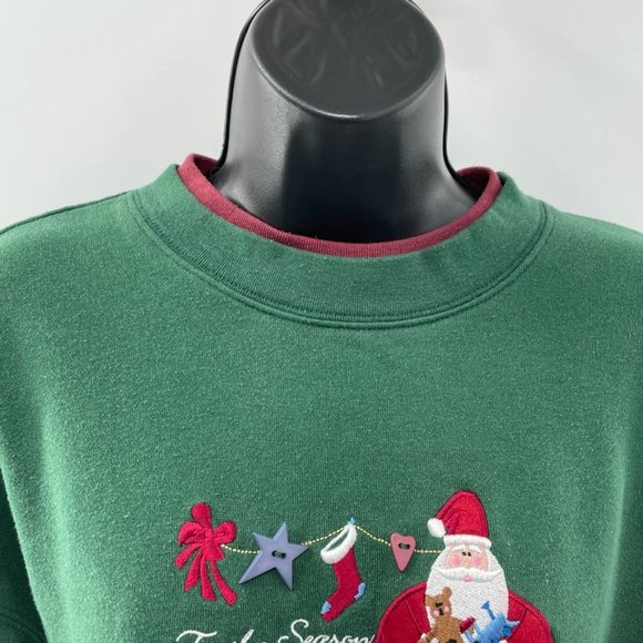 Vtg 80’s MC Energy Sportswear Women’s Ugly Christmas Green Sweatshirt  Size Med - Picture 3 of 11